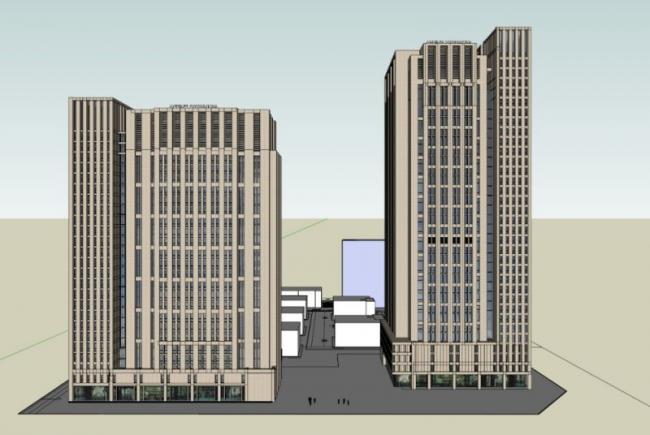 Modern High-Rise Office Building Model in SketchUp