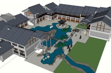 Multi-Story Huizhou-Style Courtyard Residence | New Chinese Residential Architecture in SketchUp-BIM WORLD