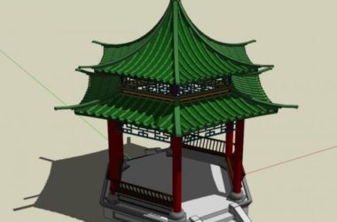 Chinese-Style Pavilion Sketch Model in SketchUp-BIM WORLD