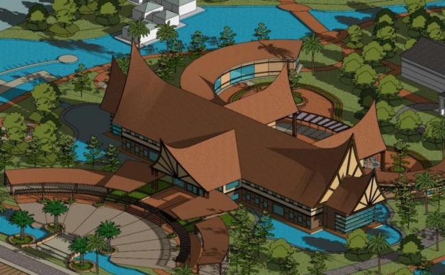 SketchUp Hotel Model: Southeast Asian Resort with Classic Design