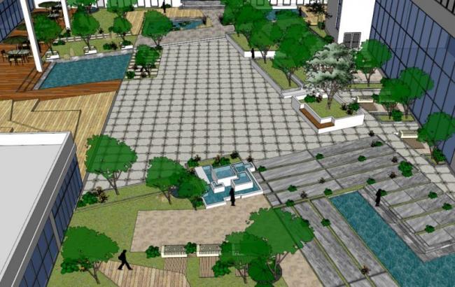Modern Office Building Landscape Design in SketchUp