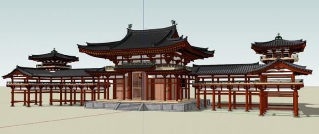 SketchUp Model of a Multi-Story Ancient Chinese Architectural Complex