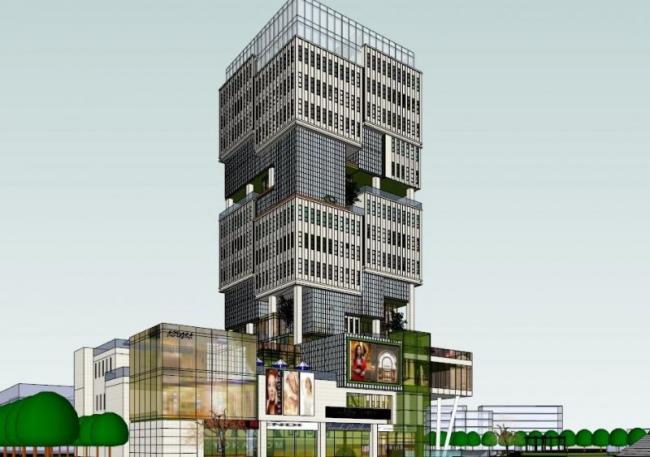 Modern High-Rise Office Building Model in SketchUp
