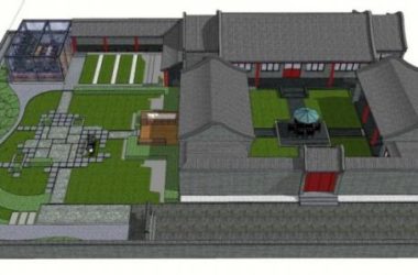 SketchUp Residential Model: Multi-Story Chinese-Style Building with Inner Courtyard-BIM WORLD
