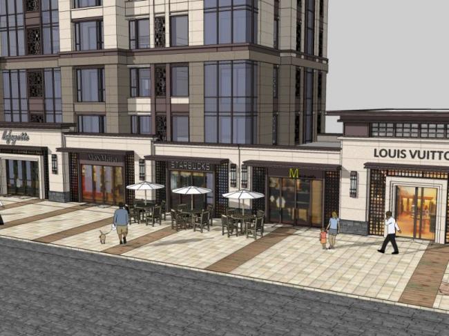 SketchUp Business Model: Modern Ground-Level Commercial Street Design