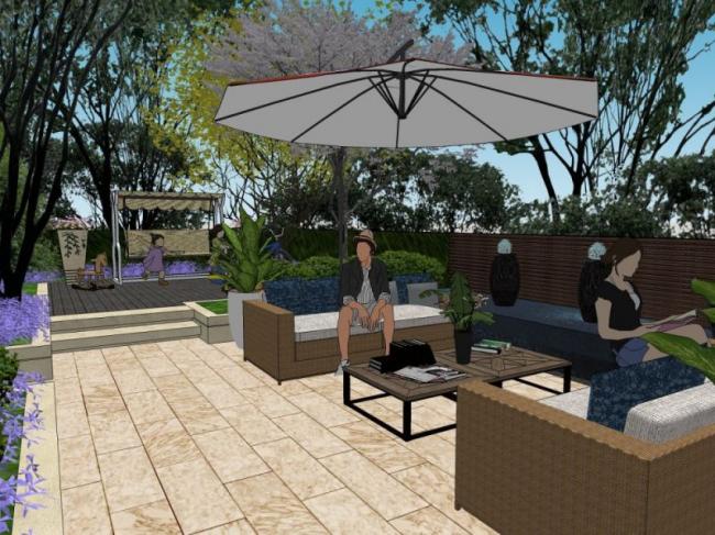 Modern Residential Garden Landscape Design in SketchUp