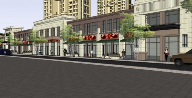 Classical High-Rise Residential Building with Ground Floor Commercial Space | SketchUp Model