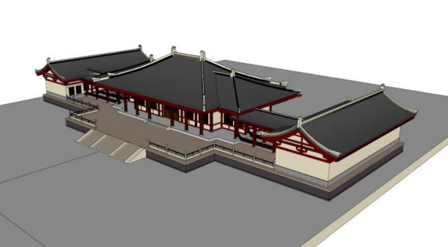 SketchUp Cultural Model: Multi-Story Museum Featuring Traditional Chinese Architecture