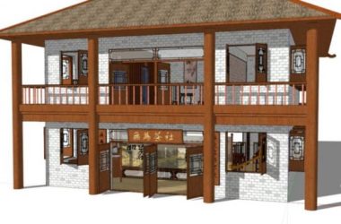 SketchUp Model of a Multi-Story Chinese Tea House in Traditional Ancient Style-BIM WORLD