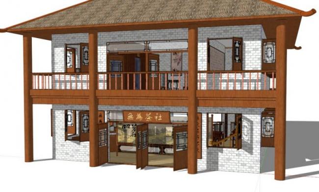 SketchUp Model of a Multi-Story Chinese Tea House in Traditional Ancient Style