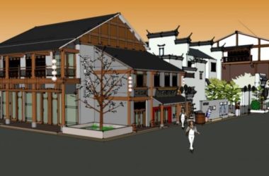 SketchUp Business Model: Multi-Story Huizhou-Style Commercial Street with Modern Chinese Design-BIM WORLD