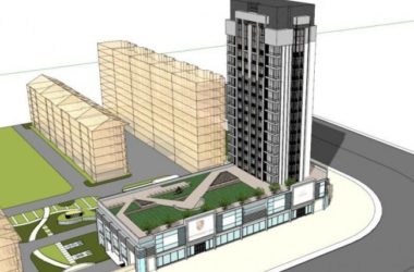 Modern High-Rise Office Building with Ground Floor Retail – SketchUp Model-BIM WORLD