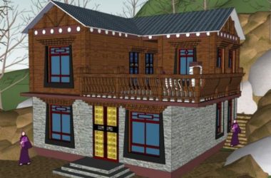 Tibetan-Style Two-Story Residential Model in SketchUp-BIM WORLD