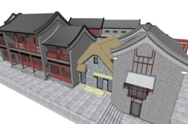 SketchUp Model of Multi-Storey Ancient Chinese Buildings with Curved Ridge Roofs-BIM WORLD