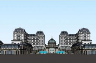 SketchUp Residential Designs: Multi-Story Clubhouse and Apartment with Classical Style and Glass Dome-BIM WORLD