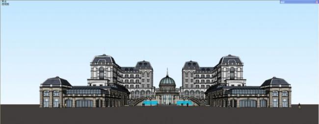 SketchUp Residential Designs: Multi-Story Clubhouse and Apartment with Classical Style and Glass Dome