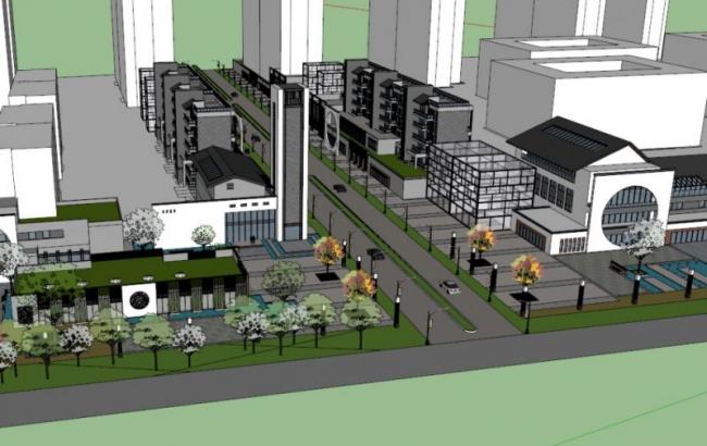 SketchUp Business Model: Multi-Story Commercial Street in Modern Chinese Style