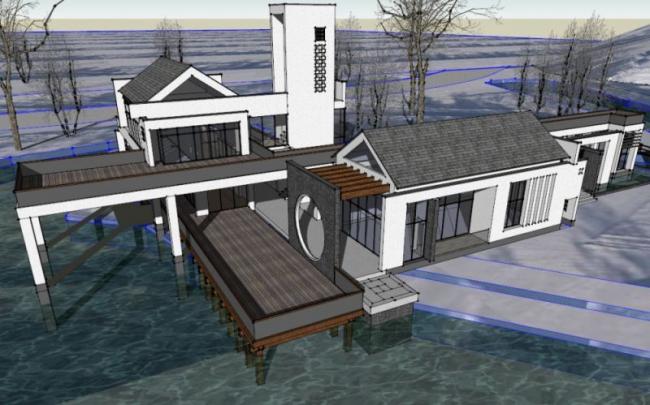 SketchUp Business Model: Designing a Low-Rise Chinese-Style Leisure Club