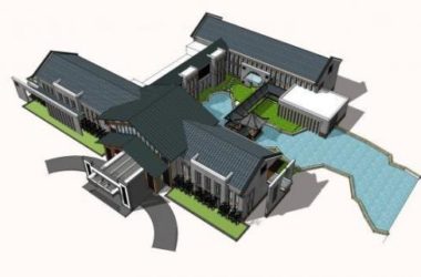 SketchUp Cultural Model: Multi-Story Huizhou Reception Center with Traditional Chinese Architecture-BIM WORLD