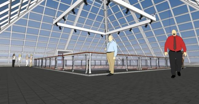 Modern Cultural Architecture: Glass Pyramid with Submerged Square in SketchUp Model