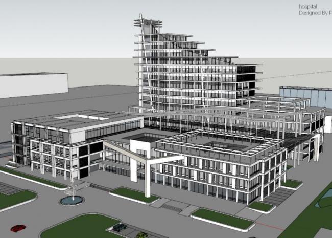 Modern Multi-Story Office Building Model in SketchUp
