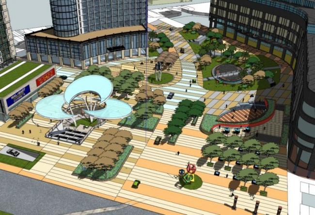 SketchUp Business Model: Modern Multi-Story Business Center Design