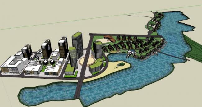 Modern 33-Story Office and Villa Residential Model in SketchUp