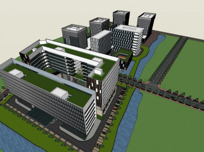 Modern Multi-Story Commercial Complex Designed in SketchUp