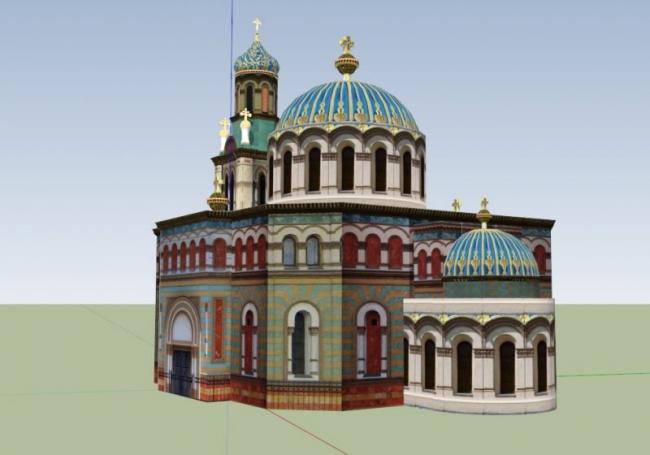 SketchUp Cultural Model: Multi-Story Classical Church Architecture