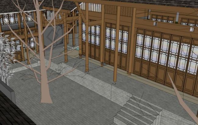 SketchUp Residential Model: Traditional Chinese Courtyard Low-Rise Design