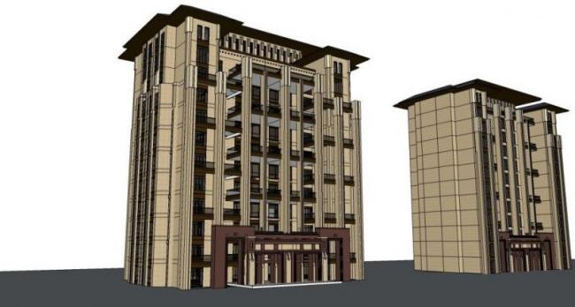 SketchUp Multi-Story Classical Residential Model with Flat Floor Design