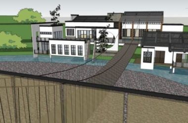 Modern Multi-Story Chinese Style Resort Hotel Model in SketchUp-BIM WORLD