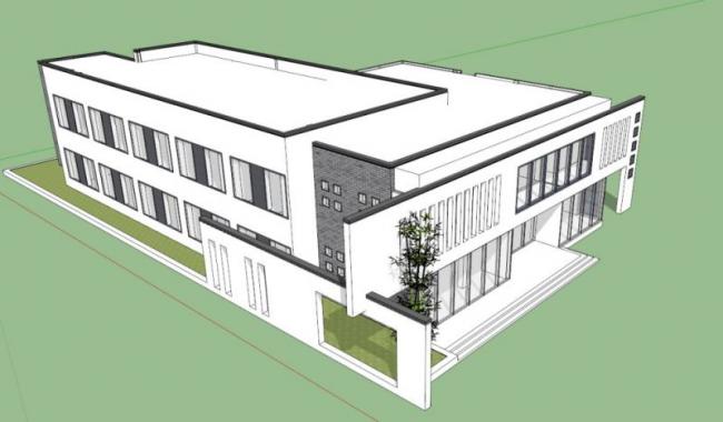 SketchUp Business Model: Modern Low-Level Clubhouse and Activity Center Design
