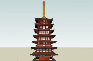 SketchUp Model of Multi-Story Ancient Chinese Pagoda Architecture-BIM WORLD