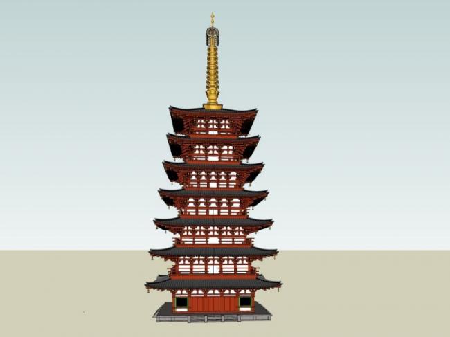 SketchUp Model of Multi-Story Ancient Chinese Pagoda Architecture