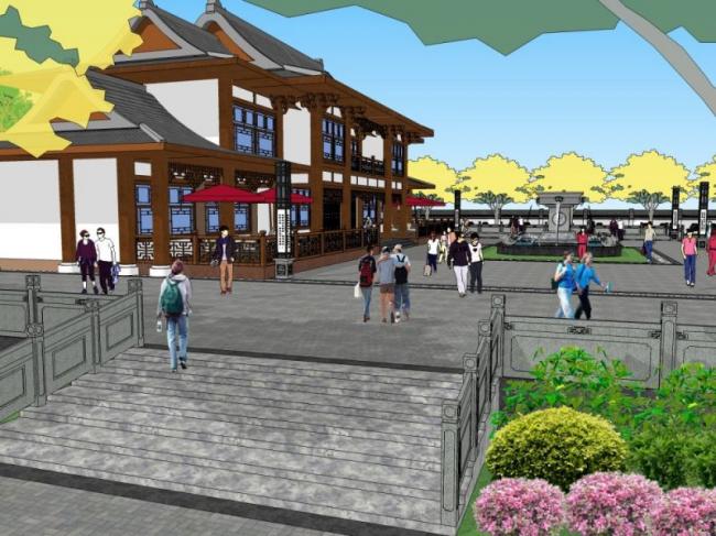 SketchUp Landscape Design: Entrance Plaza and Chinese-Style Park
