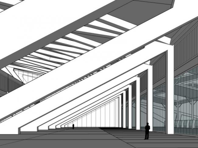 SketchUp Design: Modern Station Road Bridge and Bus Terminal