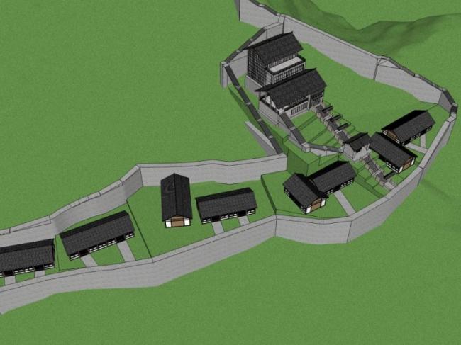 SketchUp Cultural Model: Multi-Story Chinese-Style Cultural Center Architecture
