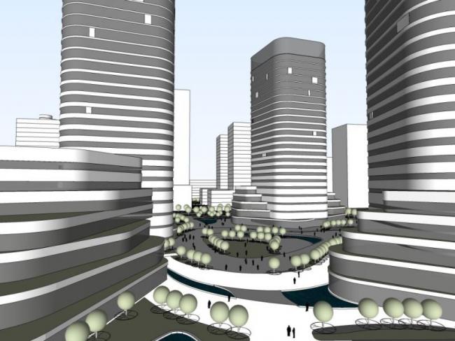 SketchUp Complex Model: Modern High-Rise Commercial Building