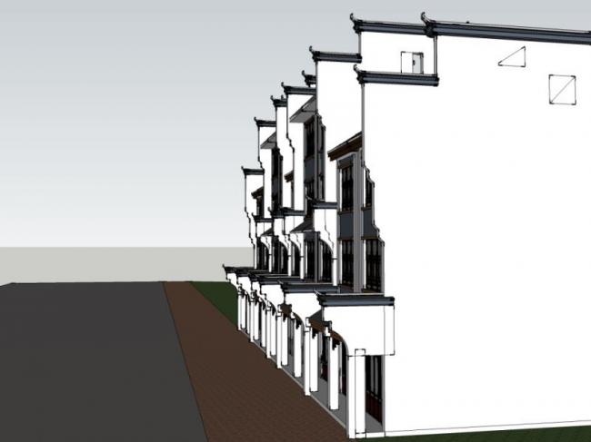 Huizhou-Style Multi-Story Residential Model in SketchUp
