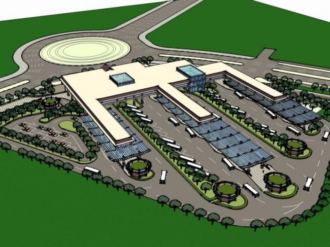 SketchUp Design: Modern Multi-Story Bus Terminal on Station Road Bridge