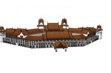 SketchUp Business Model: Multi-Story Southeast Asian Commercial Street with Multiple Sloping Roofs-BIM WORLD