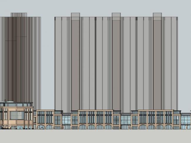 SketchUp Business Model: Simplified European-Style Multi-Story Commercial Pedestrian Street