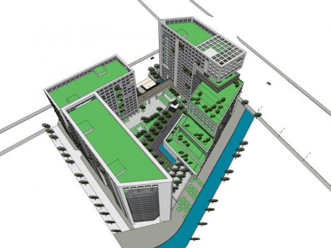 Modern Multi-Story Office Building Model in SketchUp