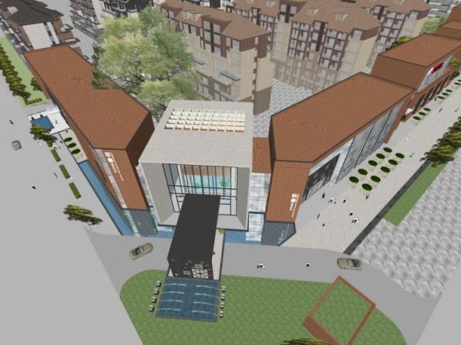 SketchUp Business Model: Modern Multi-Story Commercial Street Design