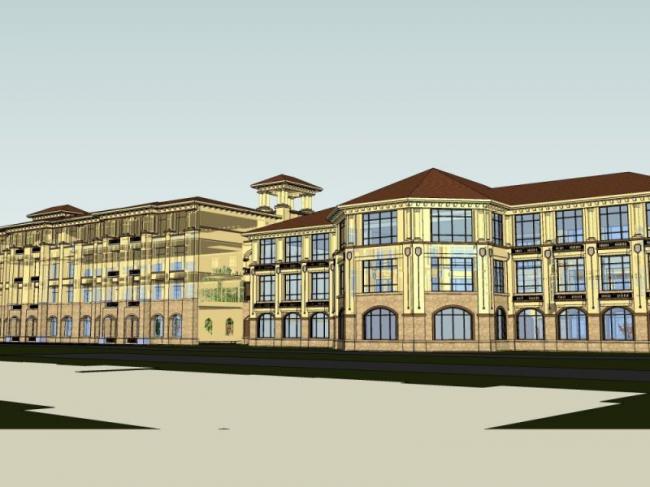 Classical Multi-Story School Campus Model in SketchUp