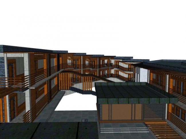 Modern Multi-Story Hotel Model in SketchUp