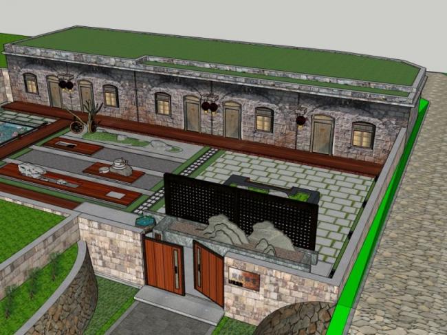 SketchUp Residential Model: Classical Style Cave Kiln Design