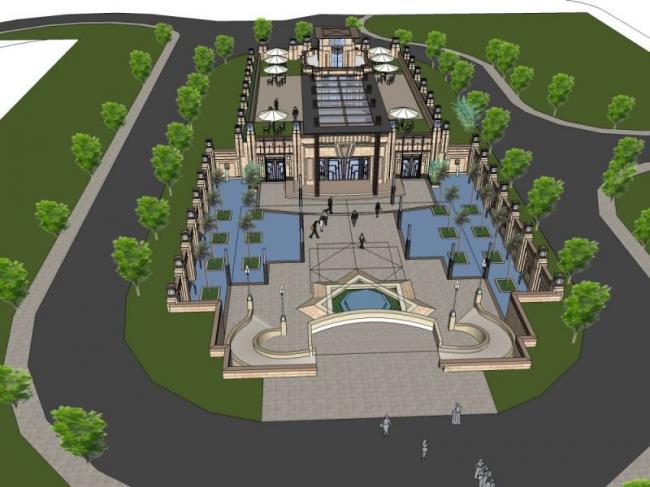 SketchUp Business Model: Classical Multi-Story Clubhouse Design