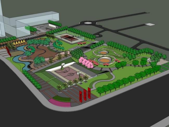 Modern Park Landscape Design in SketchUp